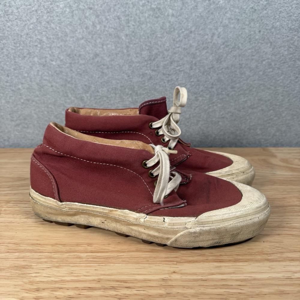 Vans vintage USA high top shoes womens 9 red lace up lug sole 90s